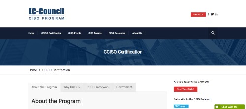 EC-Council Certified CISO (CCISO) Program
